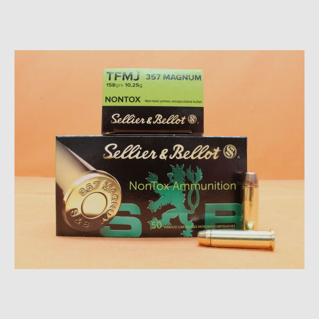 S&B/ Sellier&Bellot Cartouches .357Magnum S&B/ Sellier&Bellot 158grs TFMJ NONTOX VE 50 Cartouches/ 10,24g Full Metal Jacket