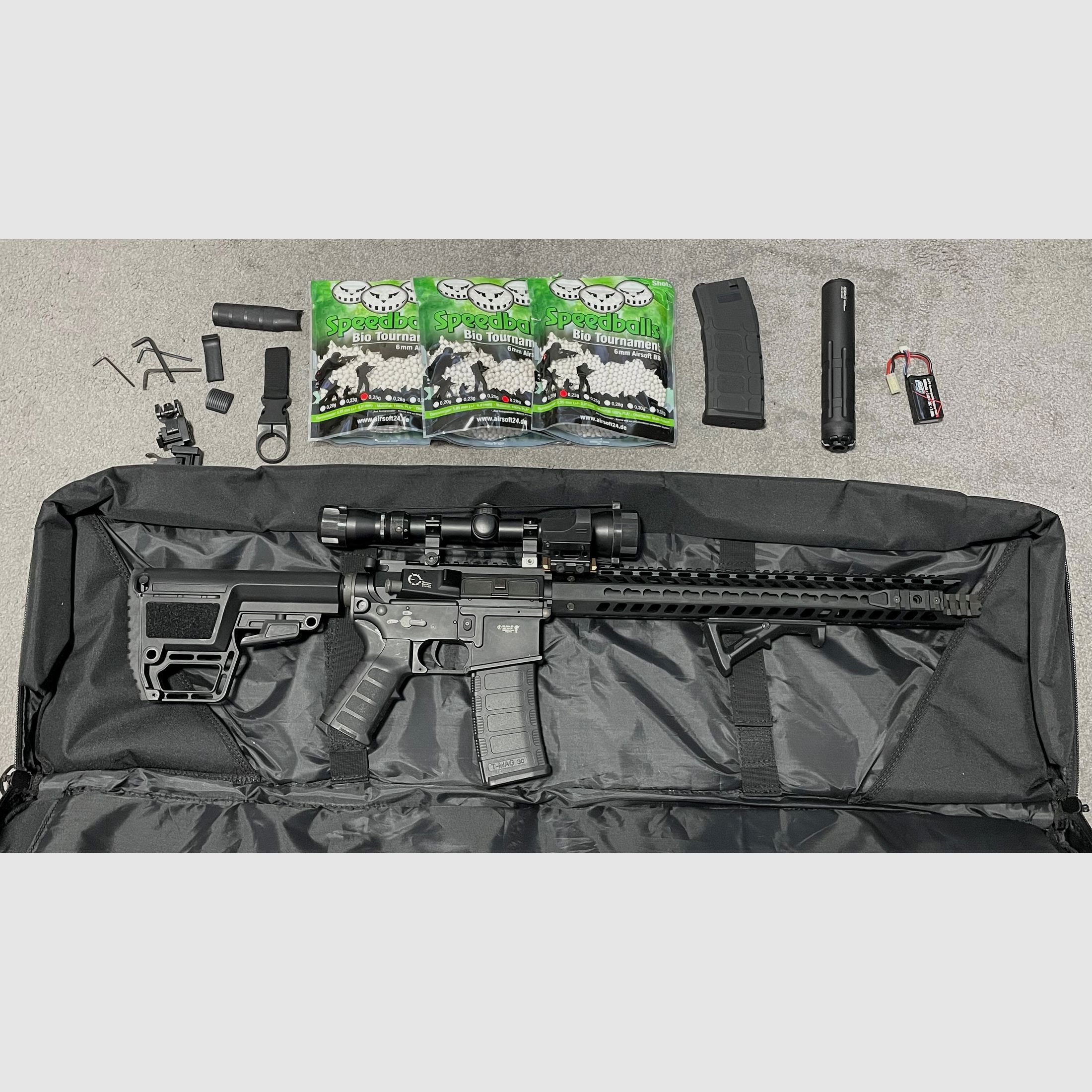 King Arms M4 TWS KeyMod Dinosaur Elite Vollmetall S-AEG 6mm BB schwarz