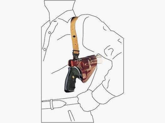 Mehrzweck-Schulterholster/Gürtelholster "Miami" für Revolver 2"-4" S&W K/L Frame, Colt King Cobra/Python/Trooper,Manurhin MR73,Ruger GP100,Taurus 65/66/82/431/441/669,Röhm RG89,HW 357-Braun-Rechtshänder