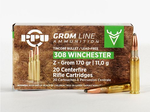 PPU .308 Winchester Z-GROM 170 grs 1 Packung (20 Schuss á 1,595 €*)