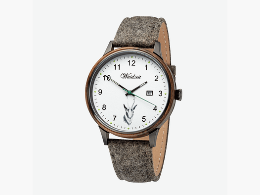 Herrenjagduhr Hubertus Gams mit Lodenarmband Olivgrün