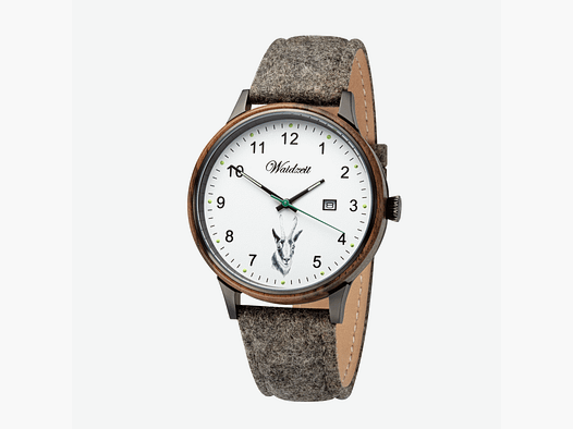 Herrenjagduhr Hubertus Gams mit Lodenarmband Moosgrün