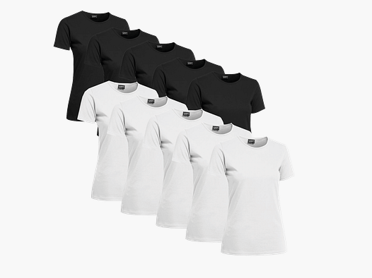 Clique T-Shirt Damen 10er-Pack Schwarz/Weiß