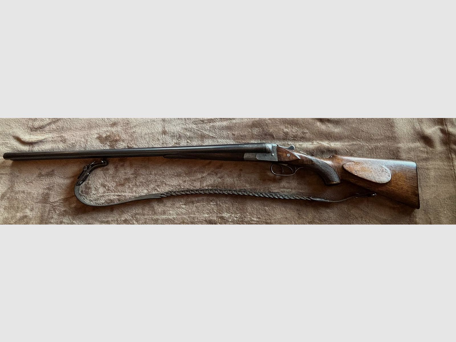 Doppelflinte Sauer&Sohn Suhl Kal. 16/70 mit schönen Ledergewehrriemen 