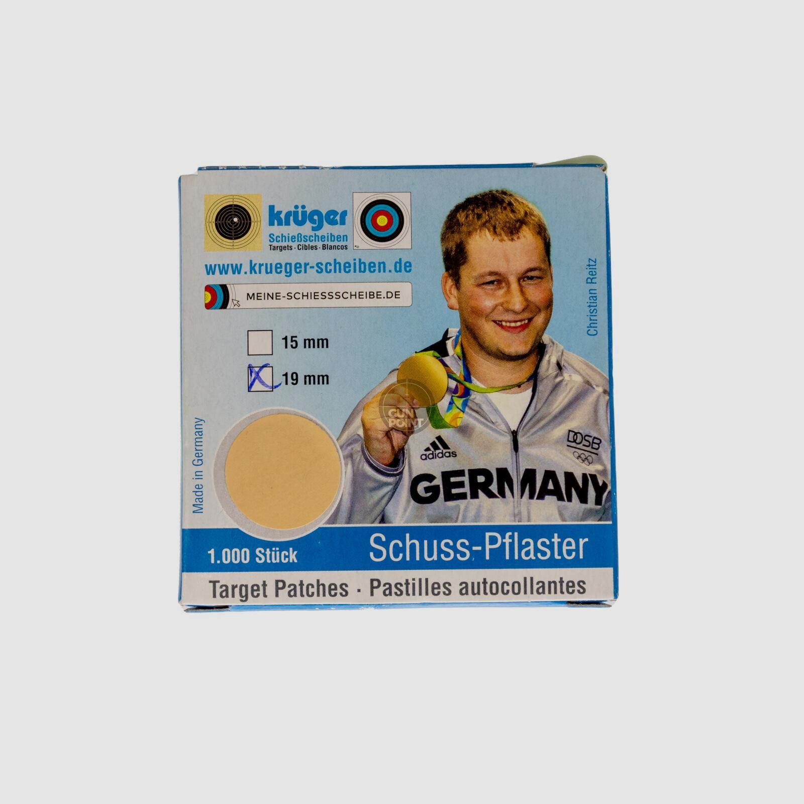 Krger Schusspflaster 19mm Schiescheibenkarton - 1000 Stk. Beige