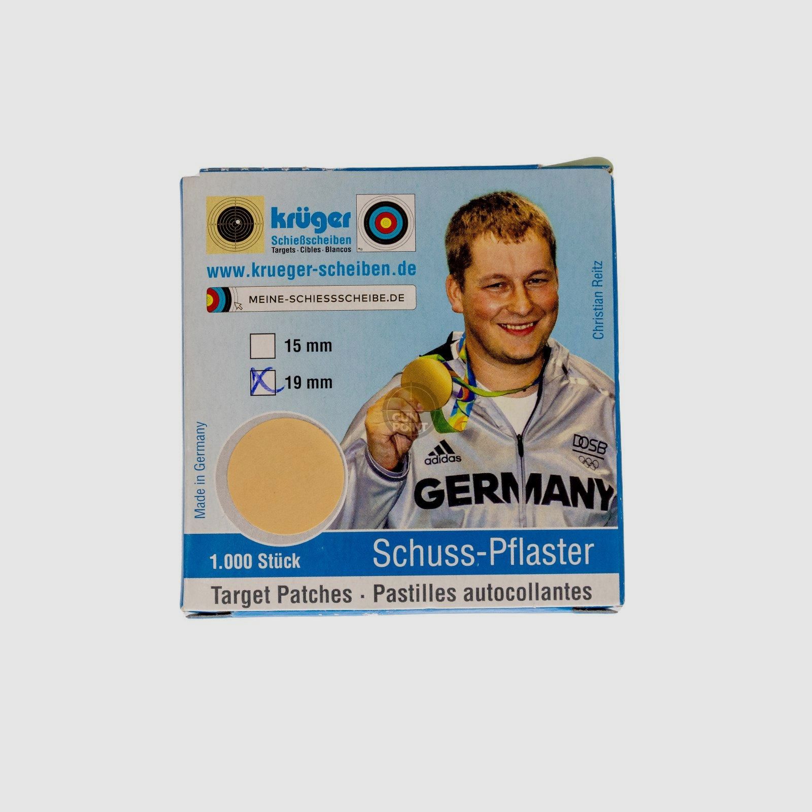 Krger Schusspflaster 19mm Schiescheibenkarton - 1000 Stk. Beige