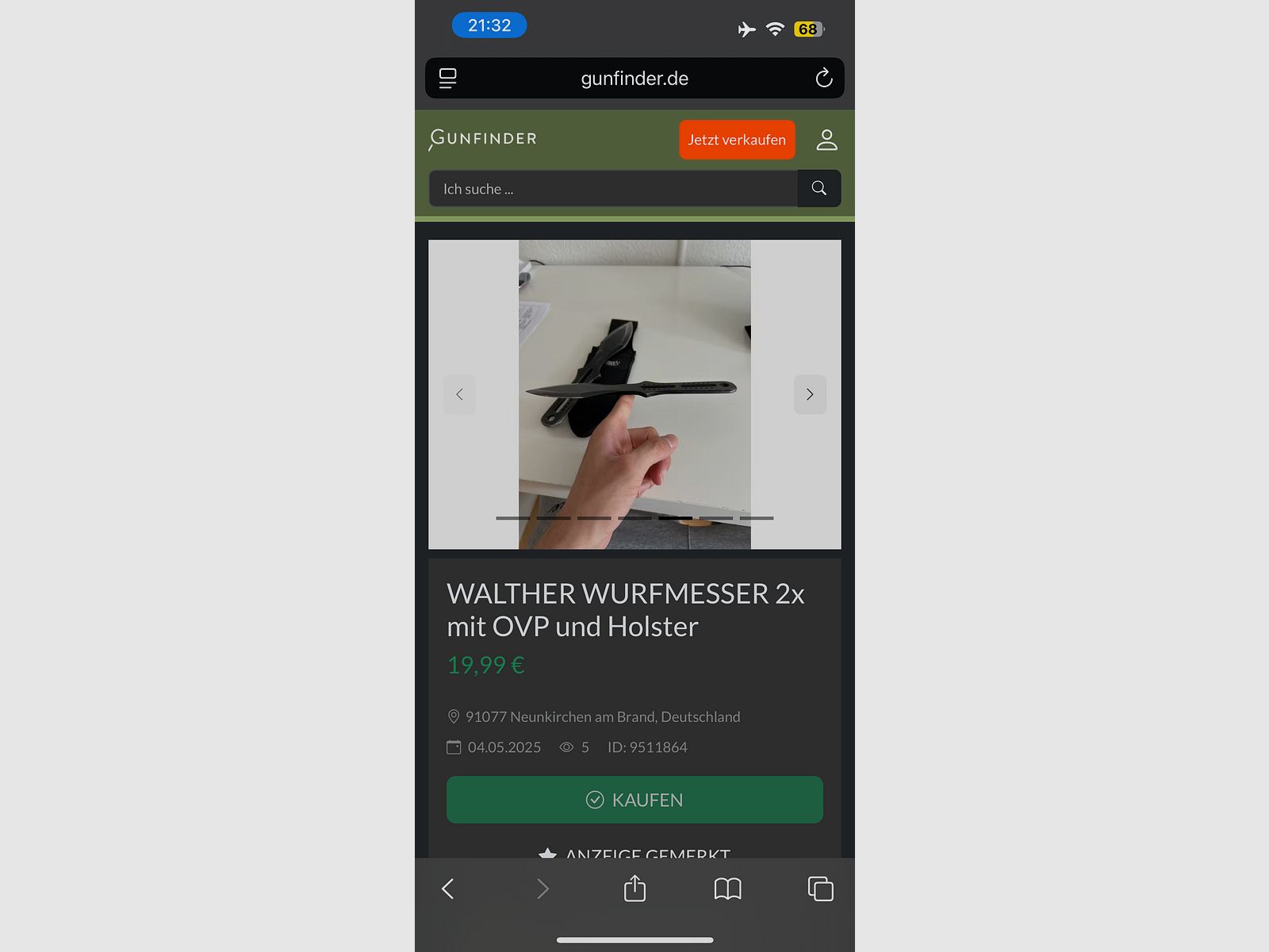 Wurfmesser WALTHER 2x mit Holster