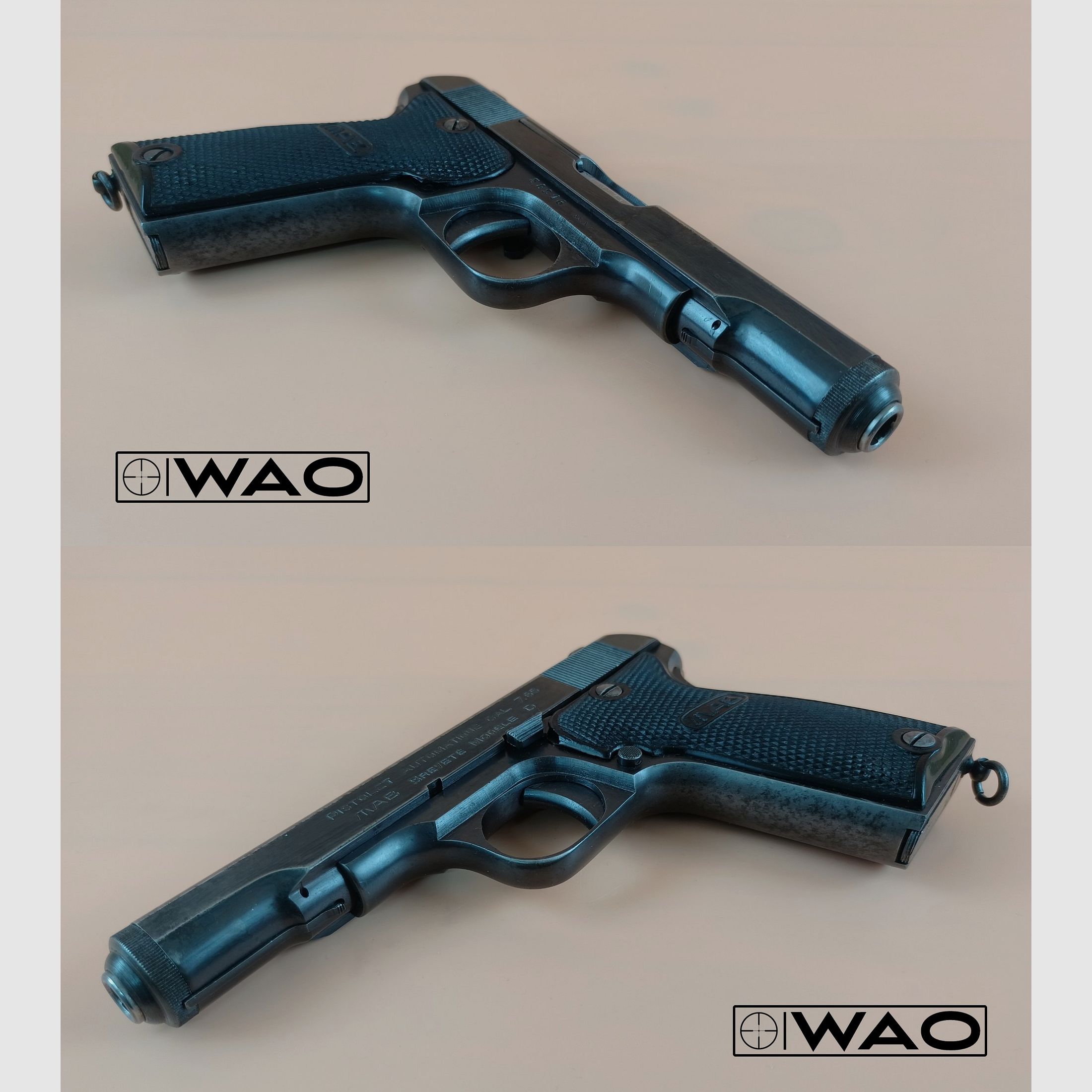 Zestaw MAB Mod. D, kal. 7,65mm Browning z kaburą i 2. magazynkiem