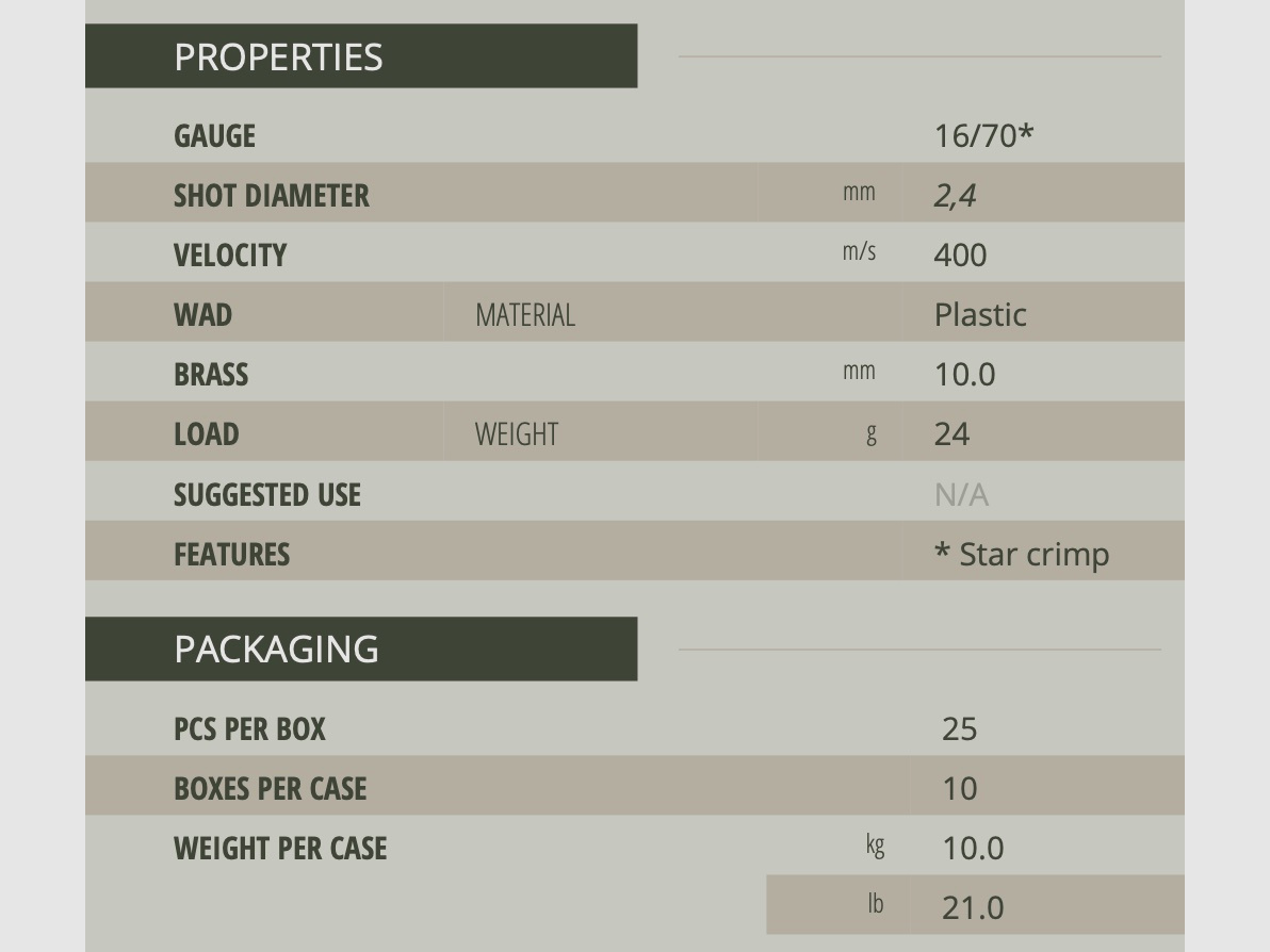 Sellier & Bellot 117391 16/70 Sport Trap 2.4mm 24g