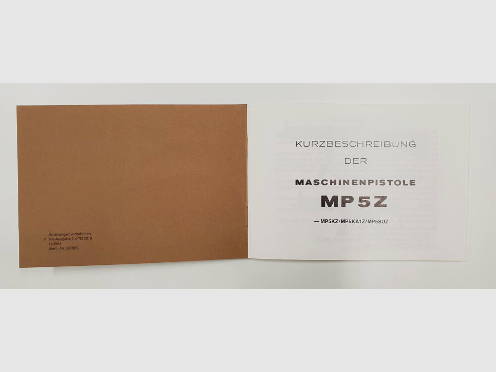 Heckler & Koch Handbuch Heckler und Koch ZOLL HK MP5Z MP5KZ MP5KA1Z MP5SDZ