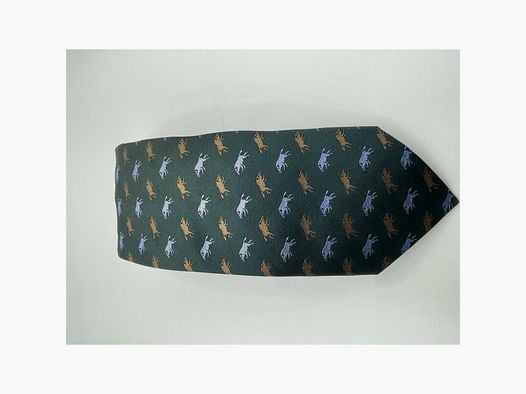 Robert Keyte cravatta 100% seta verde motivo beige e argento cinghiale