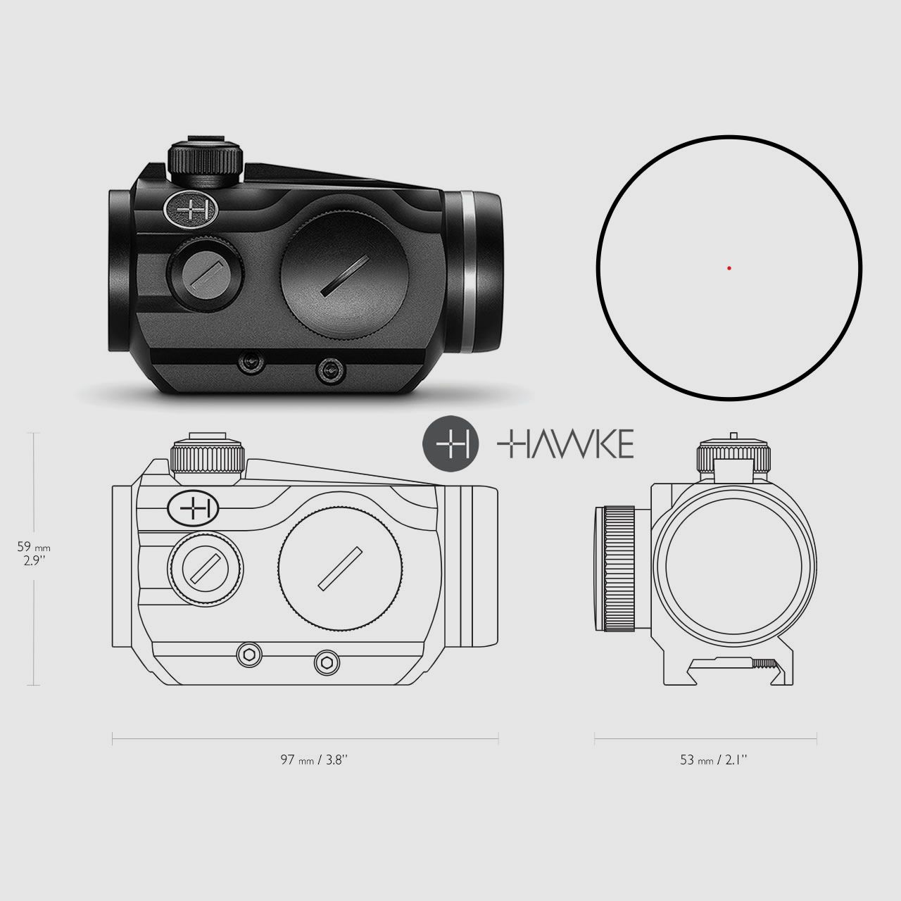 Red Dot Rotpunktvisier Leuchtpunktvisier Hawke Vantage 1x30, fĂĽr Weaver-, Picatinny-Schiene