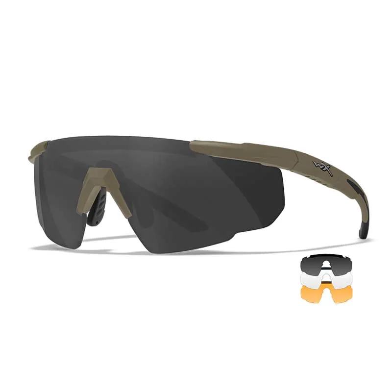 Wiley X SABER ADVANCED lunettes Smoke/Clear/Rust Tan Frame - 308T, image 1 sur 8