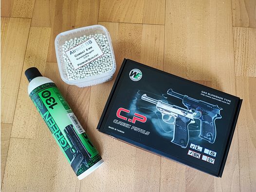 WE Walther P38 WW2 Full Metall GBB Airsoft Gun plus Zubehör