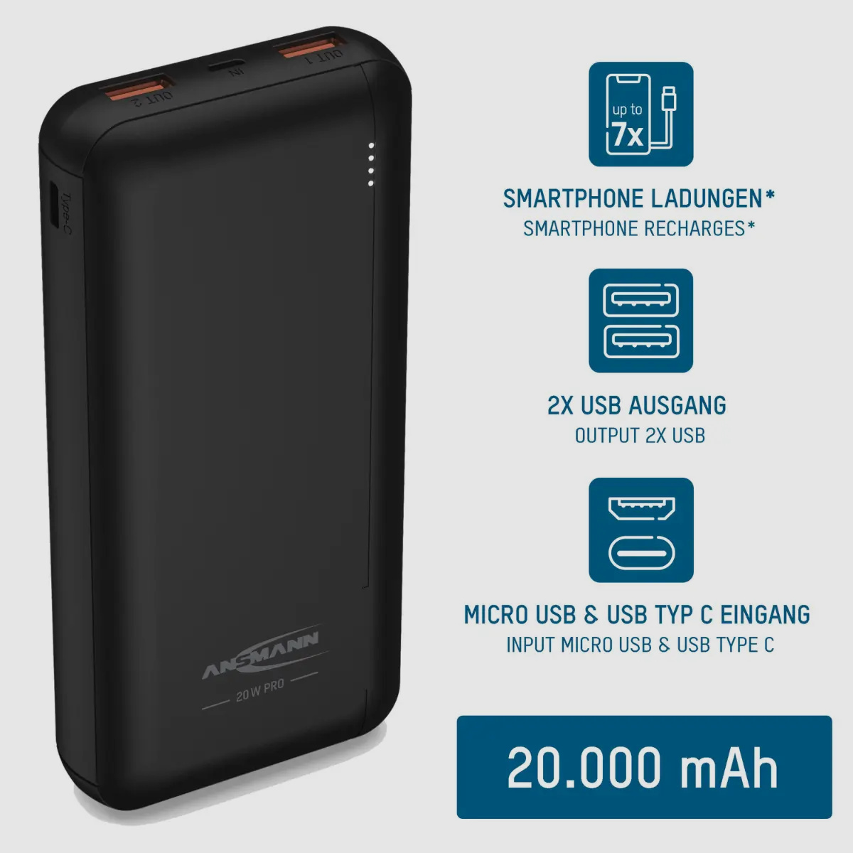 Ansmann Powerbank 20.000 mAh
