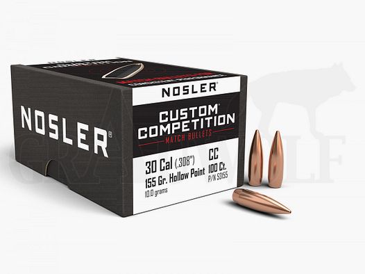 .308 / 7,62 mm 155 gr / 10,0 g Nosler HPBT Custom Competition Balas 100 piezas