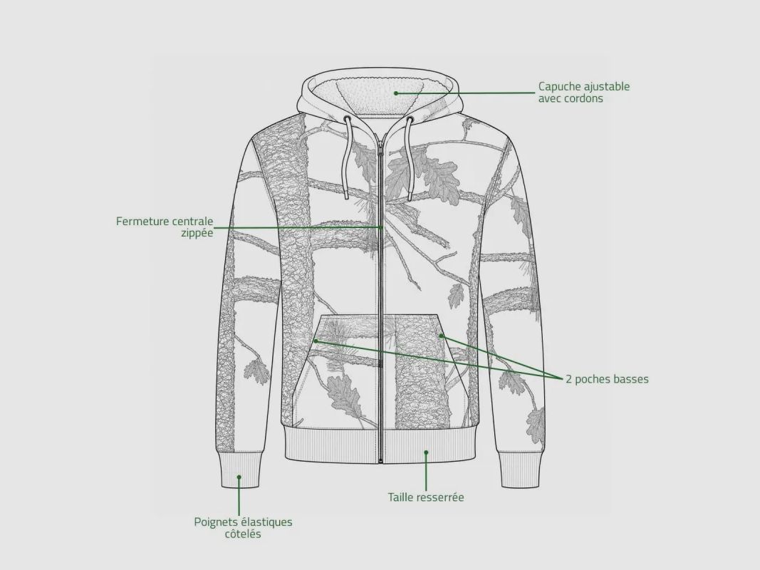 Treeland Fluo Camo Fleece Kapuzenjacke 100% Polyester, Bild 3 von 9