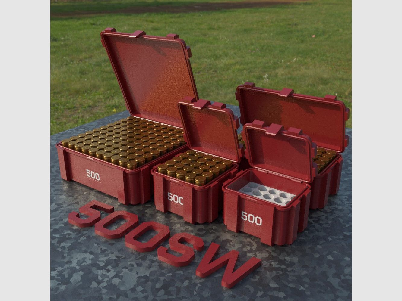 Filamelt Munitionsbox / .500 S&W / ‘Klappdeckel’ / Patronenbox, Ammo Box