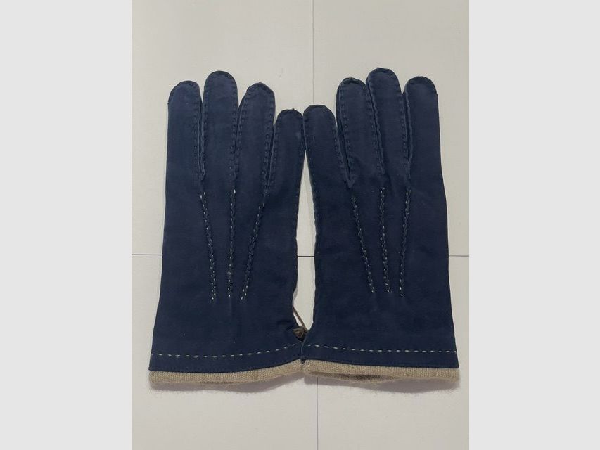 ROSI COLLECTION Leather and Cashmere Gloves Dark Blue, image 2 of 2