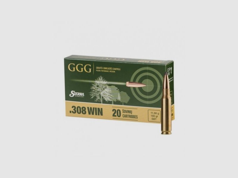 GGG-munitie cal. .308 Win SBT GPX19 (180GRN) (1009119), afbeelding 1 van 2