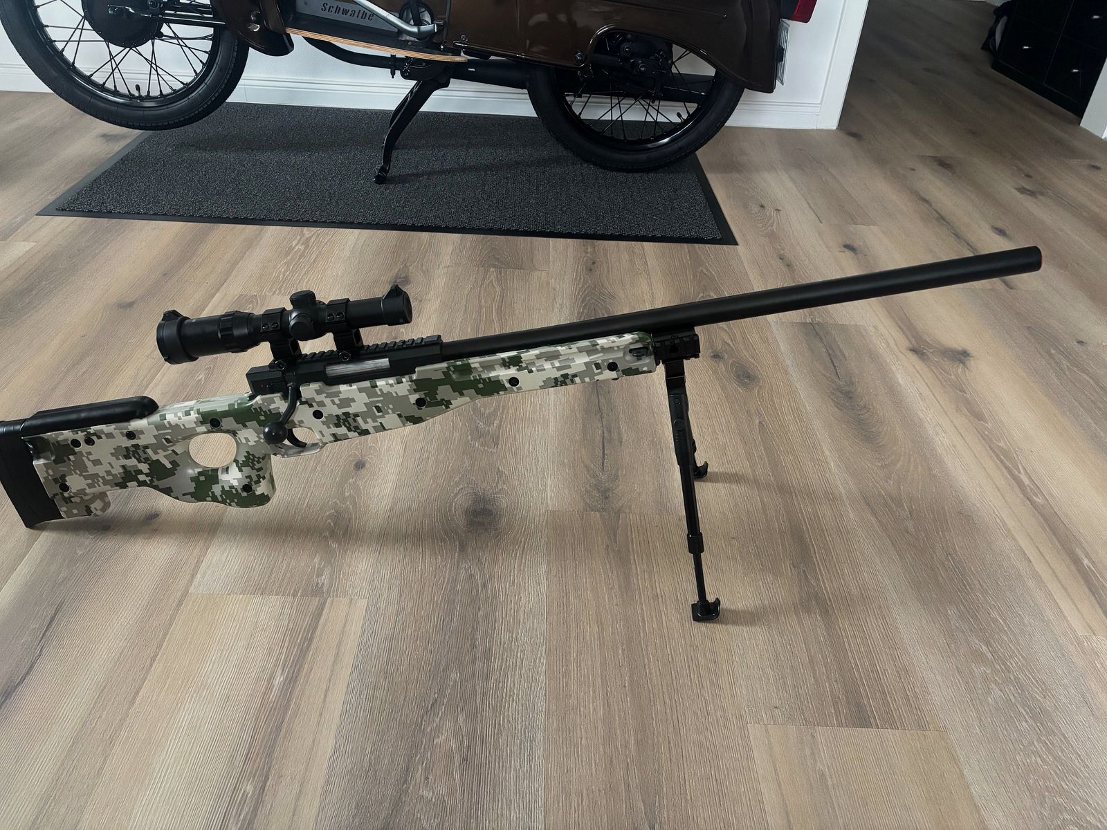 6mm sniper with scope and bipod