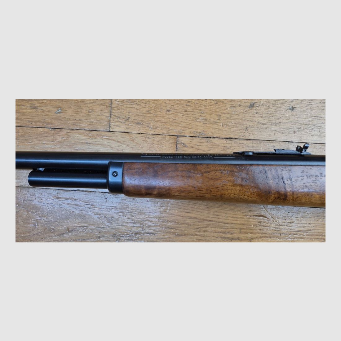 Wunderschöne Marlin Unterhebelrepetierbüchse – Modell 1895 – Kal. 45-70 Gvt – 6 Schuss – Seltenes Stempel « JM » – Hochwertige Marlin-Waffe vor der Insolvenz! – Hervorragende Fertigung in New Haven von 1974 – Ausgezeichneter Zustand – TBE+++, Bild 42 von 46