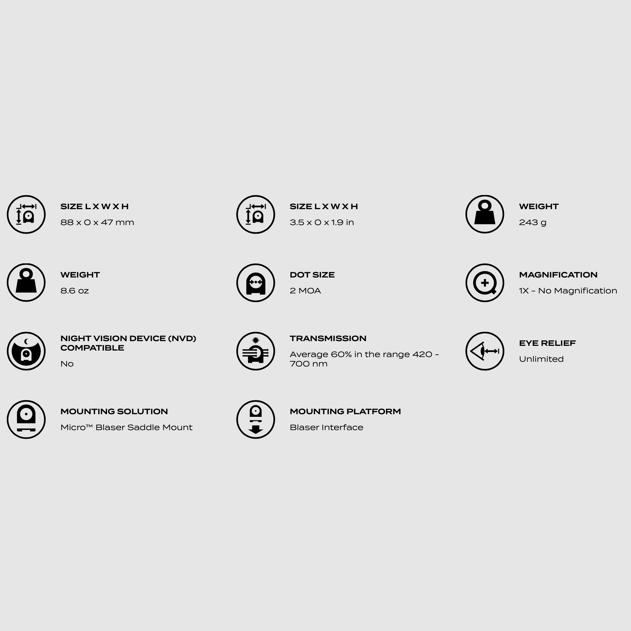 Aimpoint 682510215 Micro H-2 Black Red Dot 2 MOA inklusive Blaser Sattelmontage