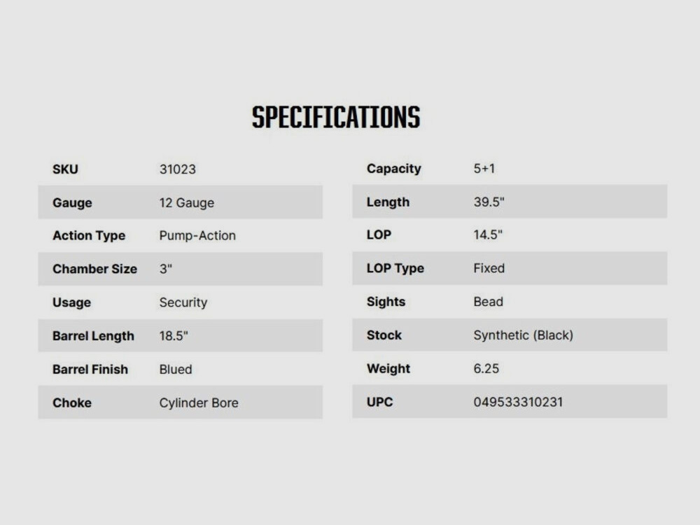 Mossberg Maverick 88 Security 18,5" (5 Zoll) 12/76