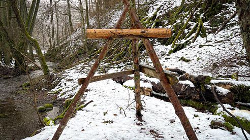 Dreibeiniger Aufbrechbock im Revier