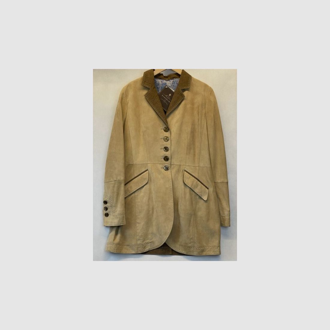 Habsburg manteau en cuir Klementina en crème, image 1 sur 2
