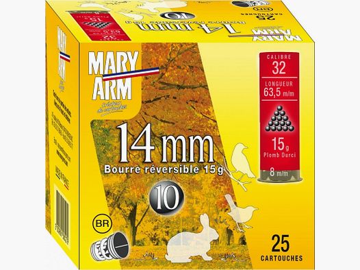 Caja de 25 Cartuchos Mary Arm 14 mm Calibre 32 - 15GR - PB 7