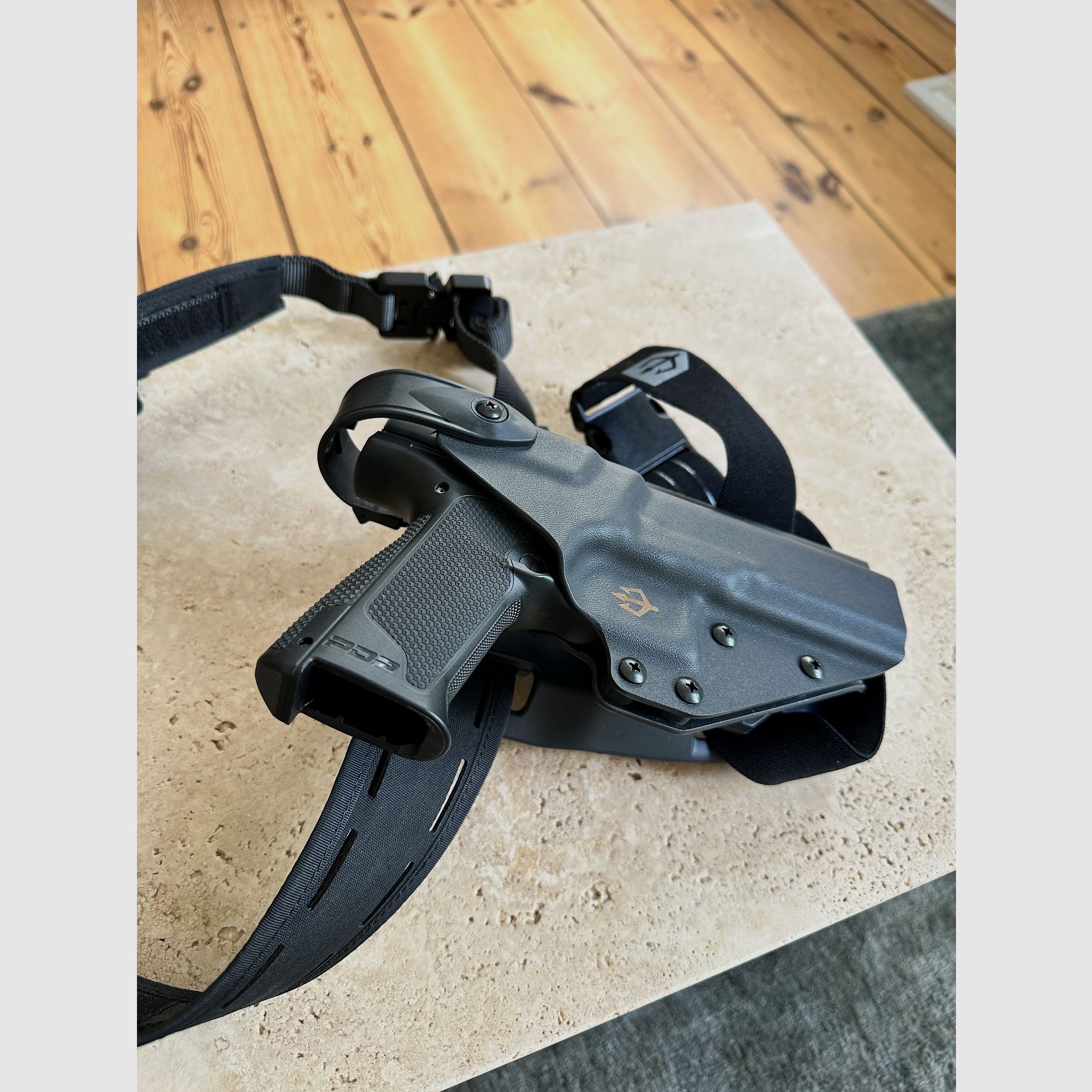 WALTHER PDP F-SERIES 3,5" AVEC CEINTURE TERRA B, HOLSTER BLACK TRIDENT ET SAC HELIKON TEX