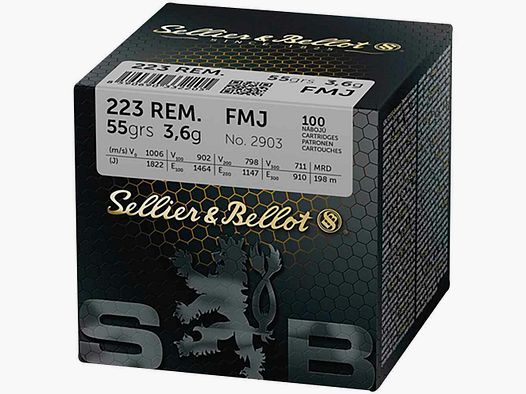Sellier & Bellot 55grs FMJ 100SZT .223Rem