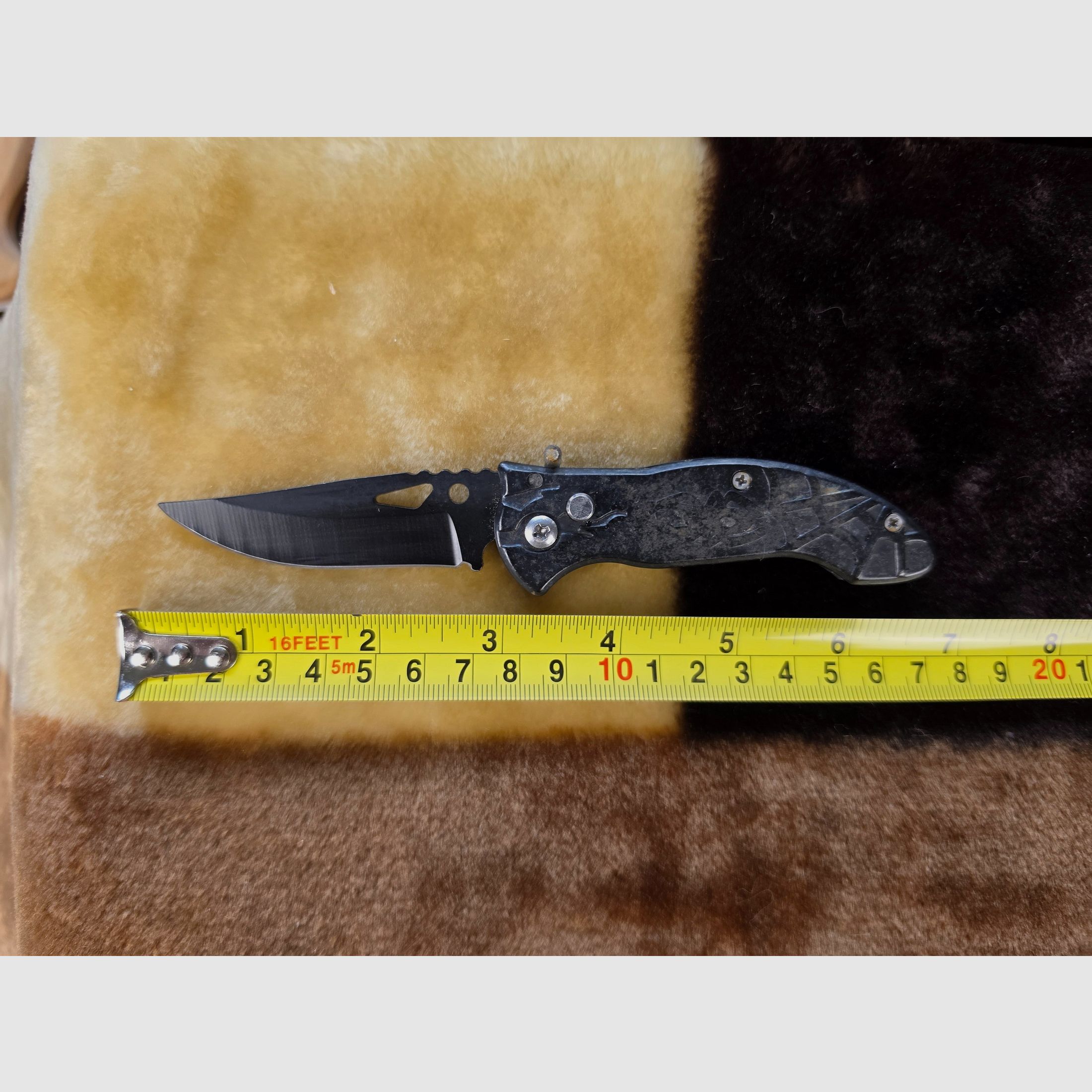 Taktisches Einhand-Klappmesser (Marmor-Muster) mit Spinnen-Motiv & Gürtelclip – EDC Taschenmesser, Bild 1 von 5