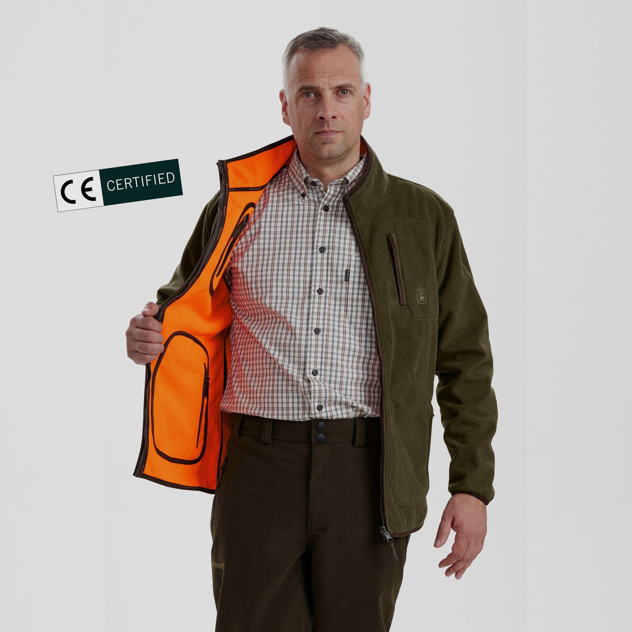 Gamekeeper Bonded Fleece Jacket - Reversible - Orange - Size: XL