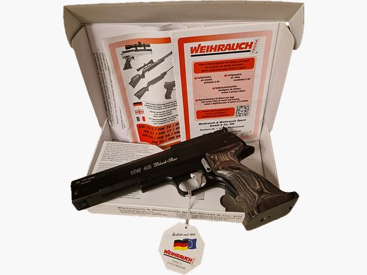 Absolut NOWY!!! Weihrauch HW 45 Black Star Pump Luftpistole Kal. 4,5mm Diabolo czarny ekstra mocny / Inc. Madbull Pistolenkoffer Deluxe