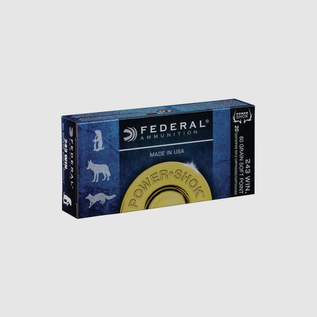 Federal Power-Shok .243 Win. 80GR JSP 20 patronen