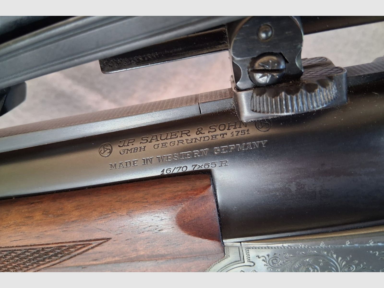 Langwaffe Sauer & Sohn Bockbüchsflinte 16/70 und 7x65R mit Zielfernrohr Zeiss Diavari 1,5-6