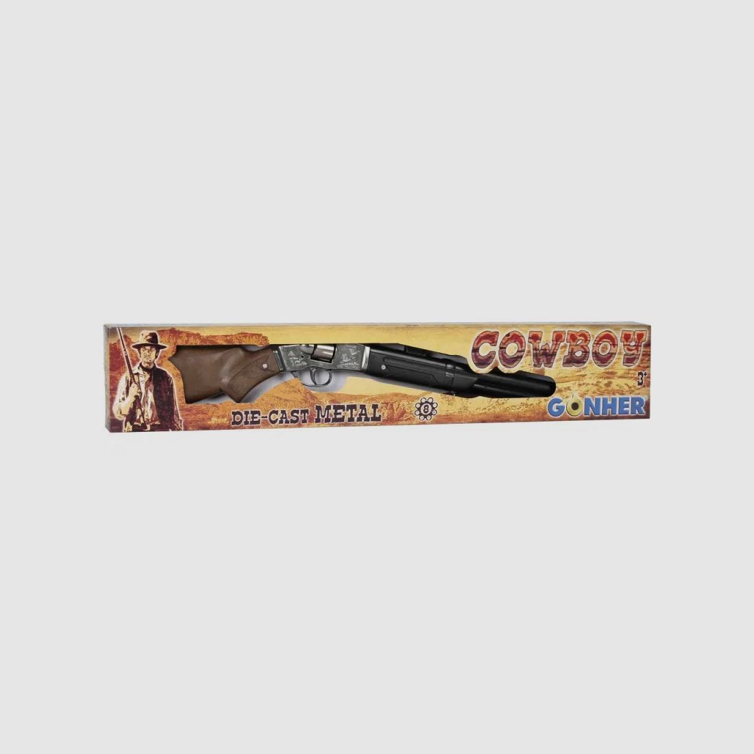 Flinte Cowboy 8 Schuss Metall Holzschaft Kind 60cm, Bild 3 von 6