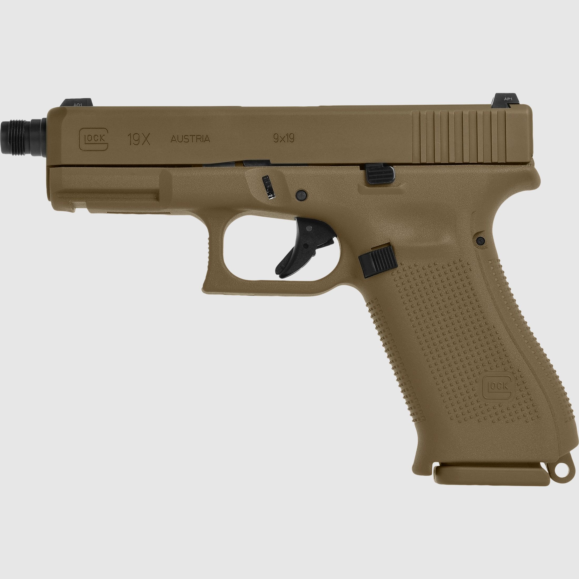 Pistolet Glock G19X Crossover 9 mm Luger 4" / 10,2 cm M13.5x1 gauche Coyote, Crossover