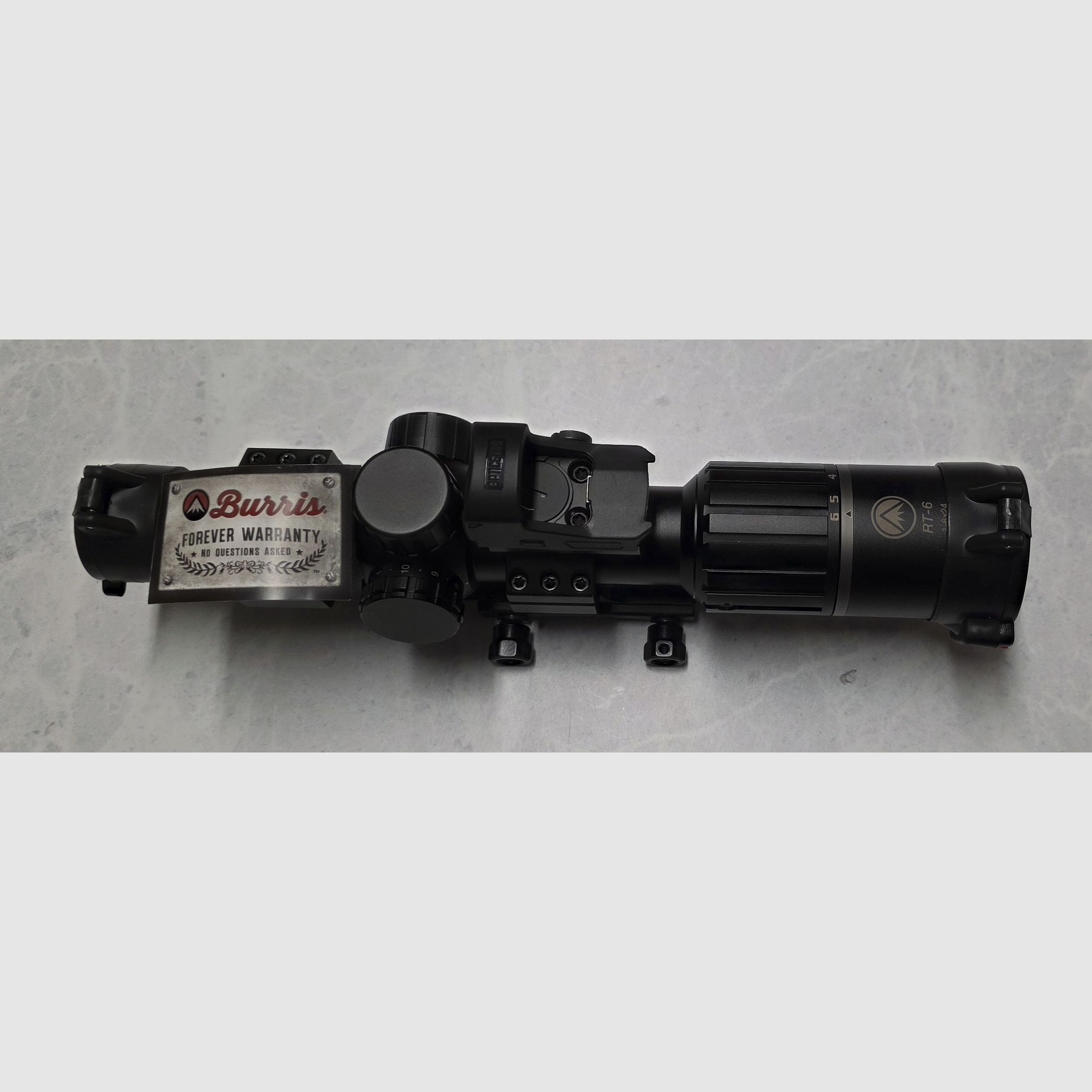 BURRIS RT-6 1-6x24 Combo Kit - ZF con reticolo balistico AR + montaggio Burris P.E.P.R. + mirino a punto rosso Burris