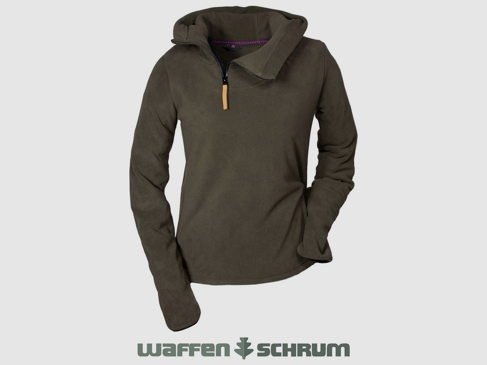 Hubertus Damen Fleece Hoodie oliv/braun
