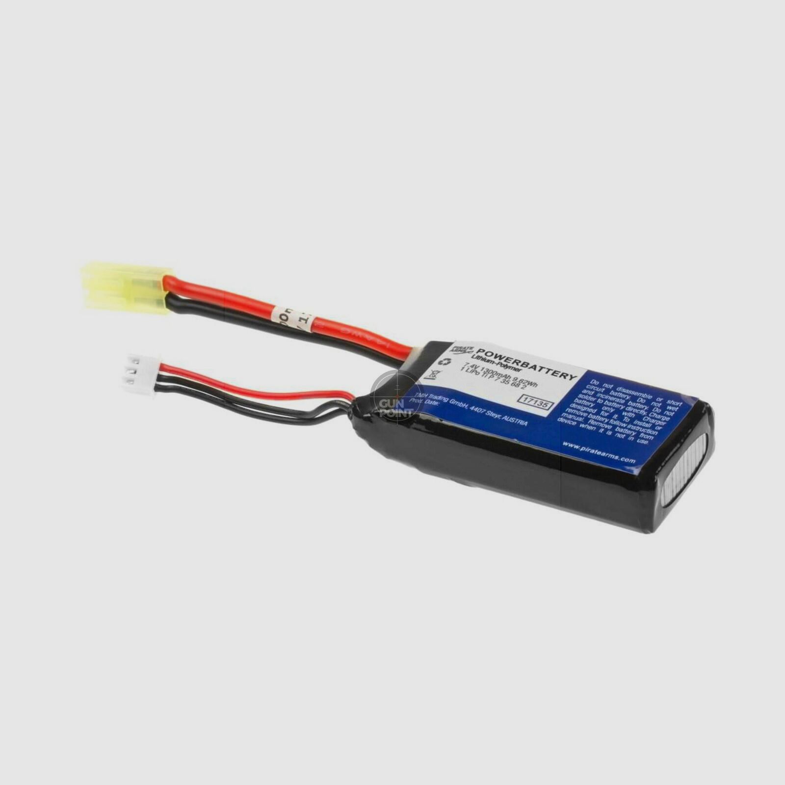 Pirate Arms LiPo 7.4V 1300mAh 25C PEQ Type-Schwarz