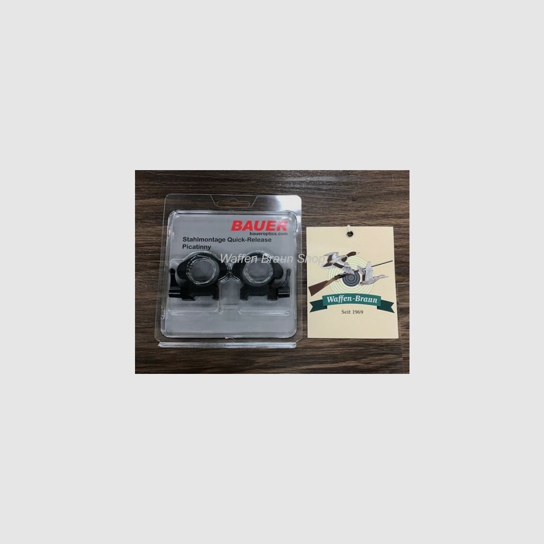 Bauer Quick-Release Ringmontage für Weaverprofil, Schwarz matt, 30mm, niedrig 8,6mm , Stahl