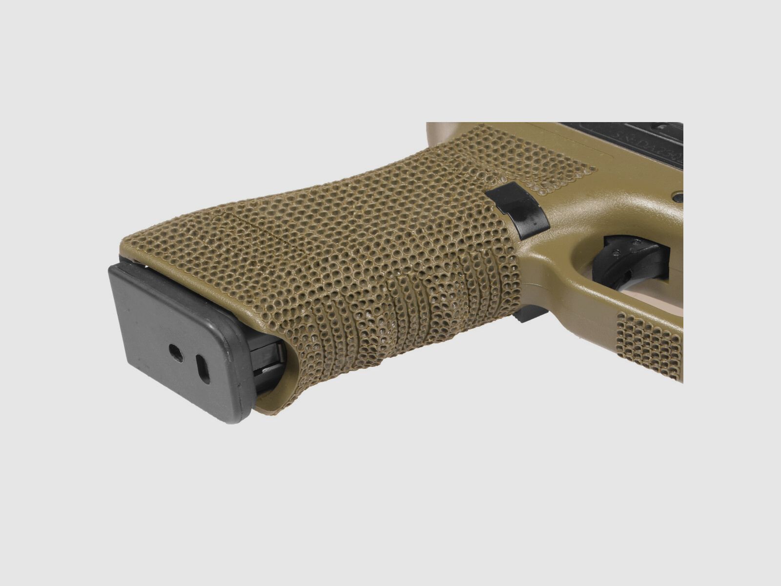 P01 GBB Airsoft Pistol with Grip Stippling in Olive | Delta Armory