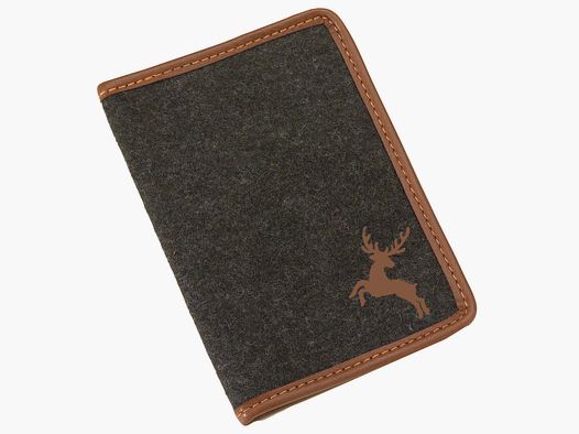 Jagdschein Etui Loden Hirsch 2 Fächer braun 12x16cm