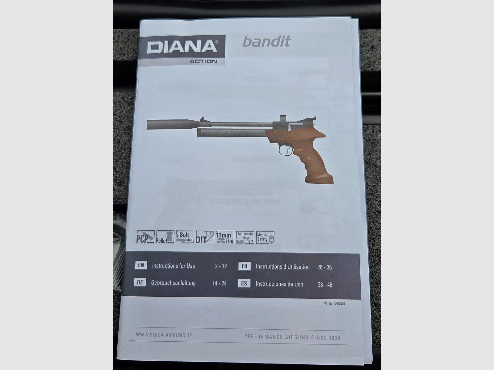 Diana Bandit PCP luchtdrukpistool, als nieuw met factuur van 27.07.2026