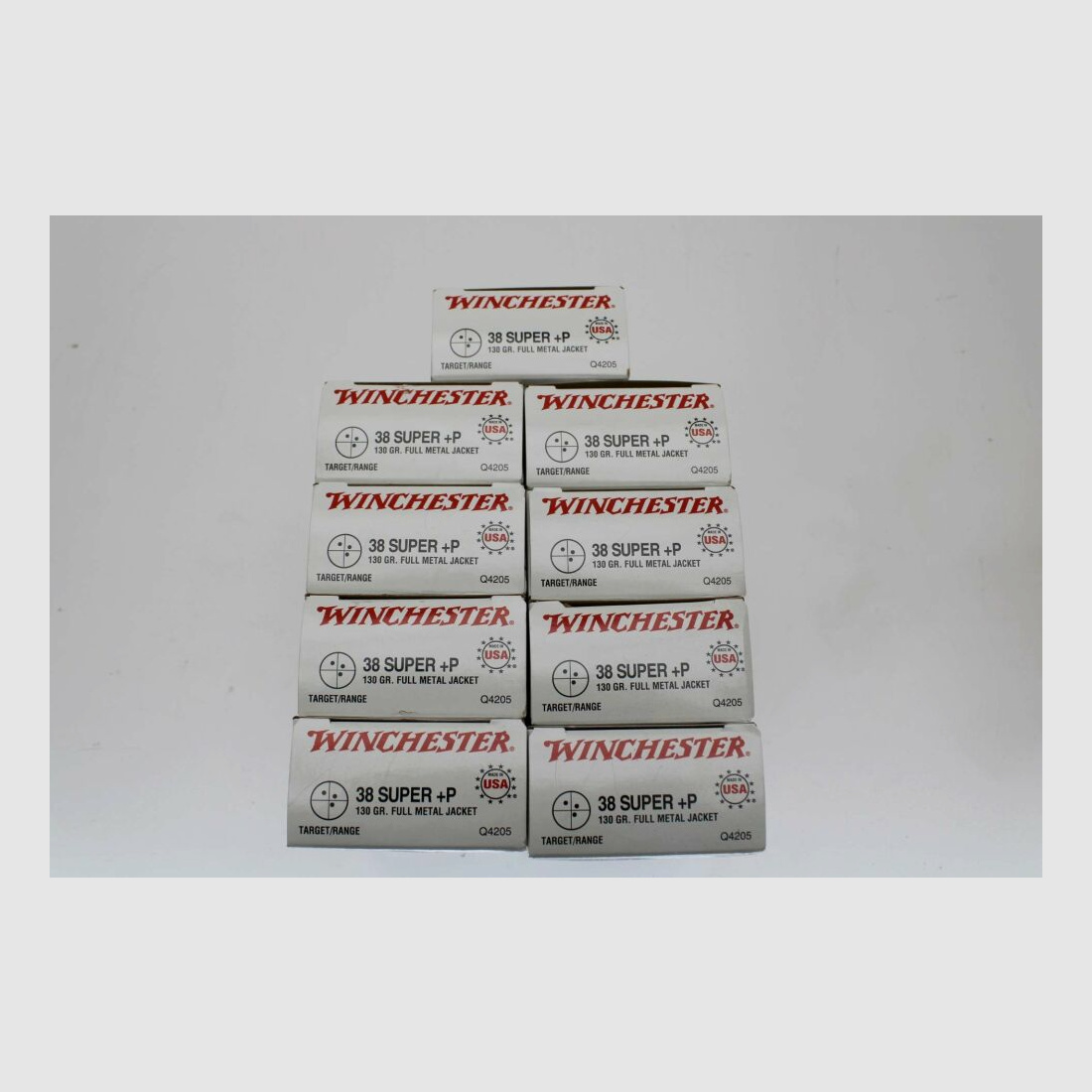 450 schoten Winchester .38 Super +P met 130grs. FMJ 9x50 verpakking