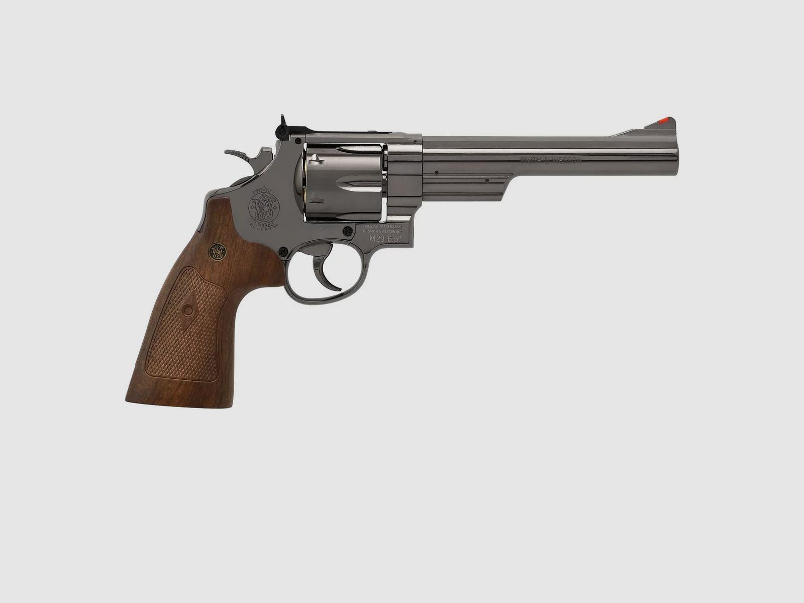 Luftpistolenset Smith & Wesson M29 6,5 Zoll Hochglanzbrüniert Co2-Revolver Kaliber 4,5 mm BB (P18)