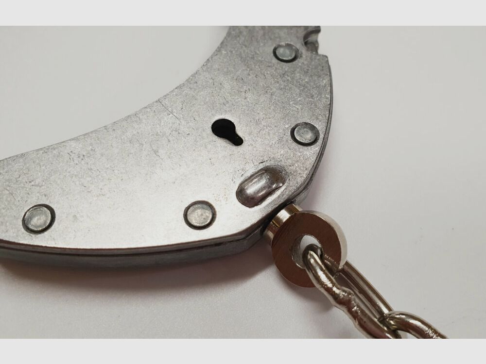 CLEJUSO Clemen & Jung e.K. Handcuff CLEJUSO No. 12 INOX, stainless steel handcuff, made in Germany, used